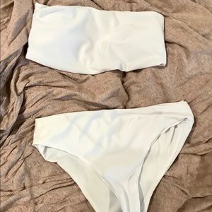 Strapless white bikini